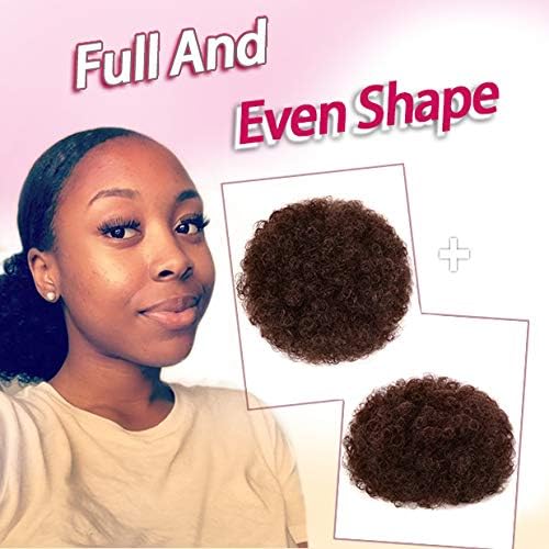 rosmile Afro Puff Drawstring Ponytail Extension for Black Women, Premium Deep Brown #33 80 Gram Short Synthetic Afro Puff Ponytail for Natural Hair, Clip On Kinky Drawstring Curly Ponytail Bun