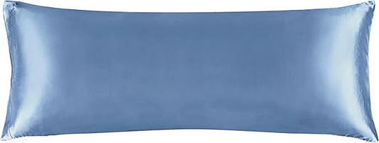 BEDELITE Satin Body Pillow Cover, Super Soft and Cooling Body Pillow Pillowcase for Hair and Skin, Breathable Silky Full Long Pillowcase Cover(20"x54", Airy Blue)