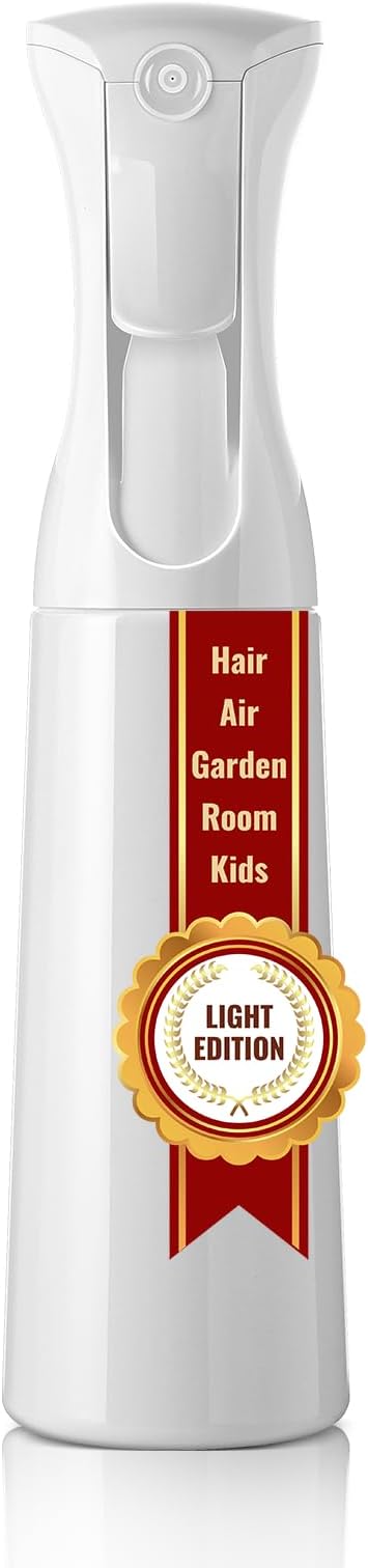 Mistifi Continuous Mist Spray Bottle – Ultra Fine Refillable Water Mister for Hair, Plants, Cleaning, Skincare, Salon & Home Use –(350ml 1Pc, White bottle)