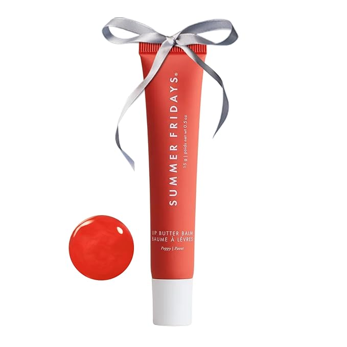 Summer Fridays Tinted Lip Butter Balm - Conditioning Vegan Lip Balm for Instant Moisture, Shine & Hydration - Sheer-Tinted, Soothing Skincare - Poppy (.5 Oz)