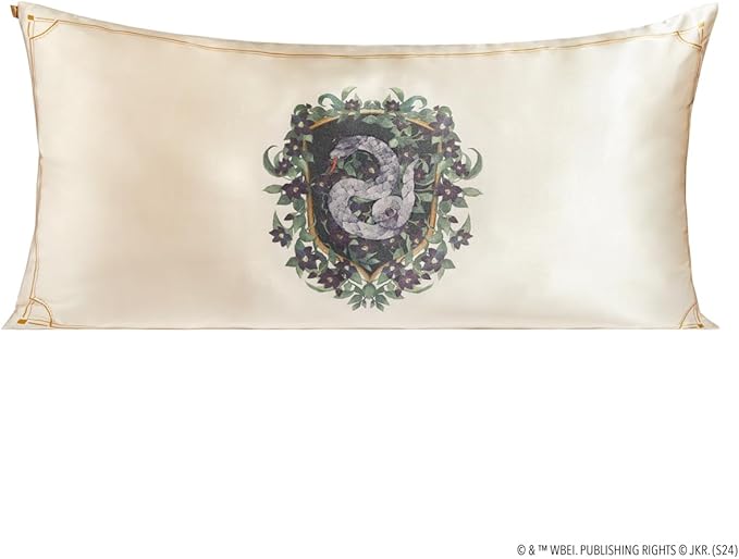 Kitsch x Harry Potter Slytherin Satin Pillowcase with Zipper – Double-Sided Crest Design – Better Than Silk Pillowcase – Perfect for Kids Rooms & Toddler Bed Time Pillow Case – King Size 19x36