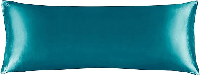 BEDELITE Satin Body Pillow Cover, Super Soft and Cooling Body Pillow Pillowcase for Hair and Skin, Breathable Silky Full Long Pillowcase Cover(20"x54", Teal)