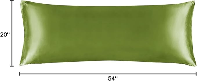 BEDELITE Satin Body Pillow Cover, Super Soft and Cooling Body Pillow Pillowcase for Hair and Skin, Breathable Silky Full Long Pillowcase Cover(20"x54", Cedar Green)