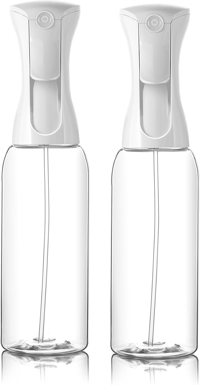 Mistifi Continuous Mist Spray Bottle – Ultra Fine Refillable Water Mister for Hair, Plants, Cleaning, Skincare, Salon & Home Use　(500ml 2Pcs, Transparent bottle)