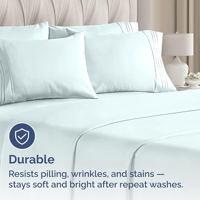 King Pillow Cases Set of 6 - Ultra Soft Hotel Quality Pillowcase Covers - Comfy & Wrinkle Free - Shrink, Stain & Fade Resistant - Easy-Care, Machine Washable Pillow Protectors - 6 Piece Set - Ice Blue