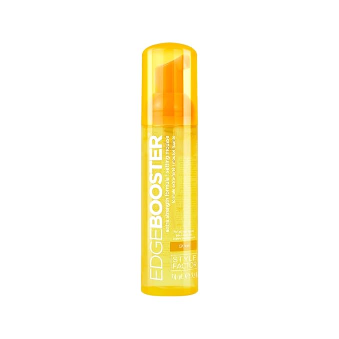 Style Factor EDGE BOOSTER Extra Strength Setting Mousse Travel Size – Frizz Control, Extra Volume, and Conditioning – 2.5oz Citrine Mousse for Curly Hair