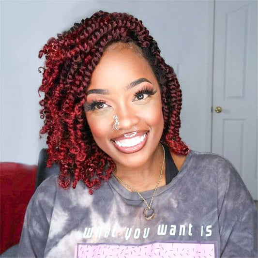 Passion Twist Crochet Hair 8Inch Passion Twist Hair 8 Packs Pre-Twisted Short Passion Twist Crochet Hair for Black Women Passion Twist Curly Crochet Hair Tbug