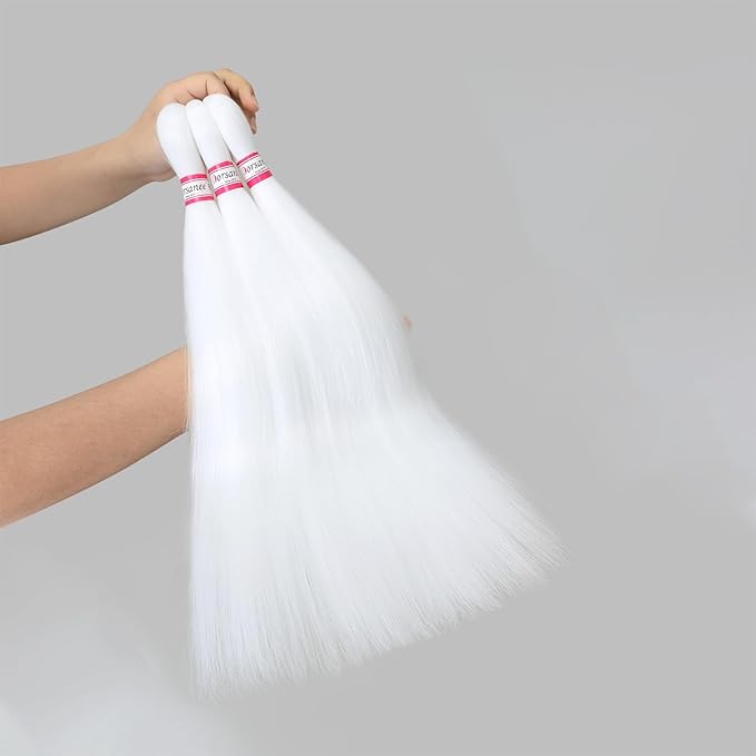 Dorsanee White Braiding Hair Pre Stretched 20 Inch 3 Packs Professional Easy Braiding Hair for Crochet Braids Twists Locs Hair Soft Yaki Texture Hot Water Setting Synthetic Hair Extensions