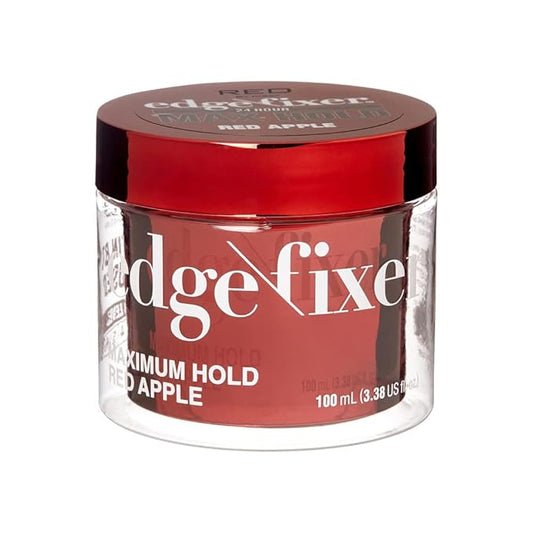 Red by Kiss Edge Fixer Hair Shine Gel, 24 Hour Max Hold, Non-Flaking, Biotin B7 Infused, Natural Styling, Professional Edge Control Wax, Perfect for Braiding (Red Apple)