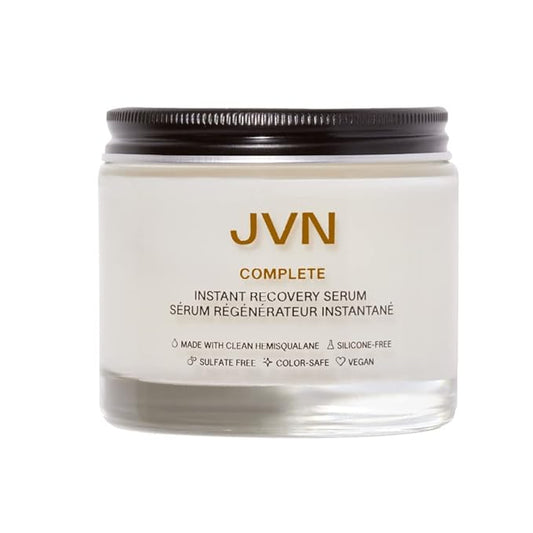 JVN Complete Instant Recovery Hair Serum, 3.4 Fl Oz, Frizz Fighting, Heat Protectant, Hair Smoothing Cream Strengthens & Repairs Damage, Silicone Free