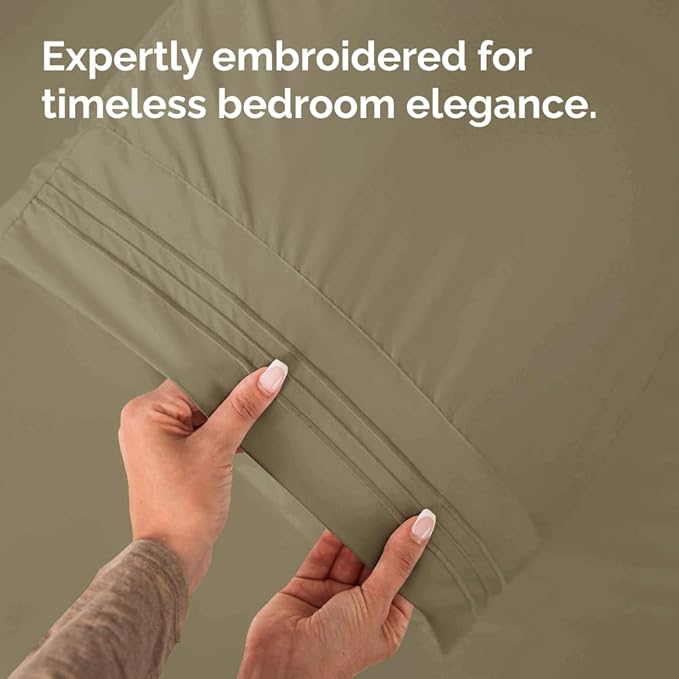 King Pillow Cases Set of 4 - Ultra Soft Hotel Quality Pillowcase Covers - Comfy, Cozy & Wrinkle Free - Shrinkage, Stain and Fade Resistant - Machine Washable Pillow Protectors - 4 Piece Set - Khaki