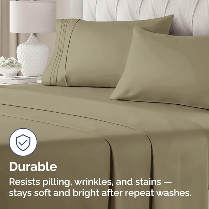 King Pillow Cases Set of 2 - Ultra Soft Hotel Quality Pillowcase Covers - Comfy, Cozy & Wrinkle Free - Shrinkage, Stain and Fade Resistant - Machine Washable Pillow Protectors - 2 Piece Set - Khaki