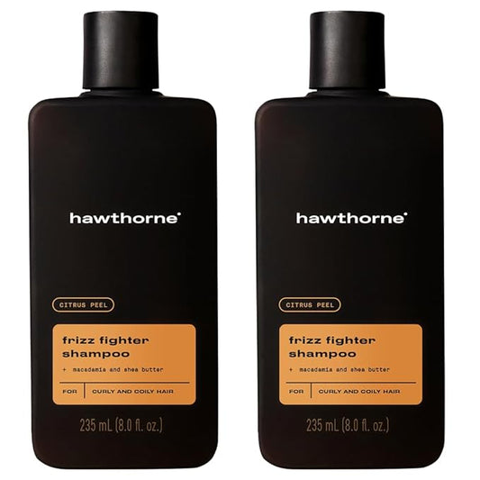 Hawthorne Frizz Fighter Shampoo. Mens Curly Hair Shampoo with Shea Butter and Coconut Oil to Hydrate Hair and Tame Frizz. Sulfate Free, Paraben Free, Mens All Natural Shampoo. 8 Fl. Oz. 2-Pack.