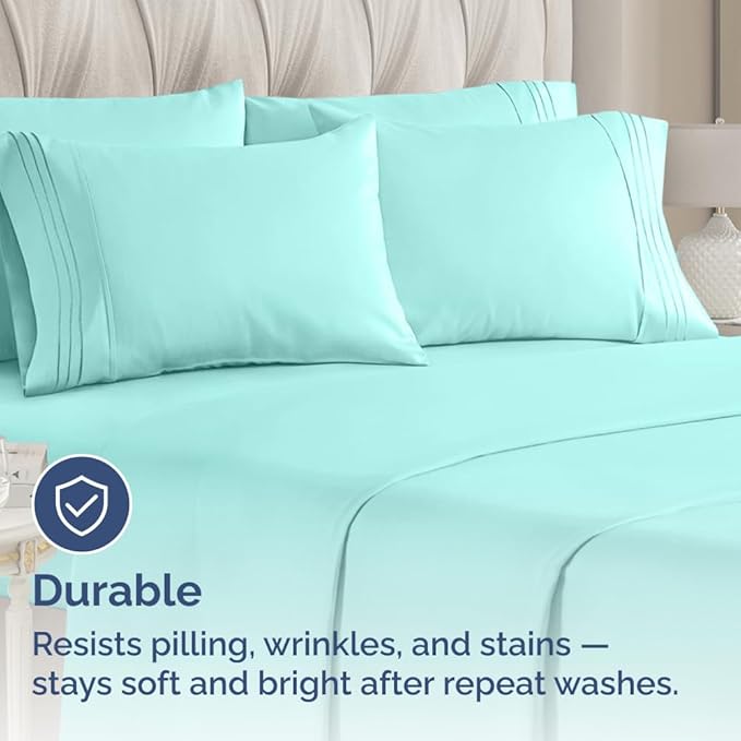 Standard Pillow Cases Set of 10 - Ultra Soft Hotel Quality Pillowcase Covers - Comfy, Cozy & Wrinkle Free - Shrink, Stain & Fade Resistant - Machine Washable Pillow Protectors - 10 Pcs Set - Spa Blue