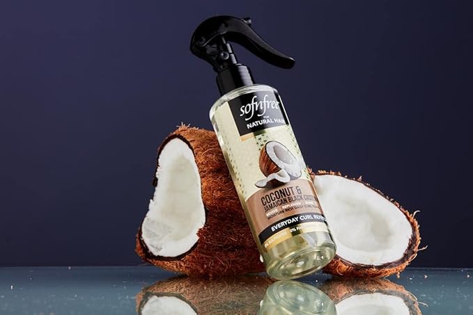 Sofn'free Coconut & Jamaican Black Castor Oil Everyday Curl Refresher Spray - Volumizer and Moisturizer for Styling Dry, Coily or Curly Hair, 8.12 Fl Oz (Pack of 1)
