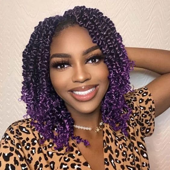 Passion Twist Crochet Hair 10Inch Passion Twist Hair 8 Packs Pre-Twisted Passion Twist Crochet Hair for Black Women Soft Curly Crochet Hair Tpurple