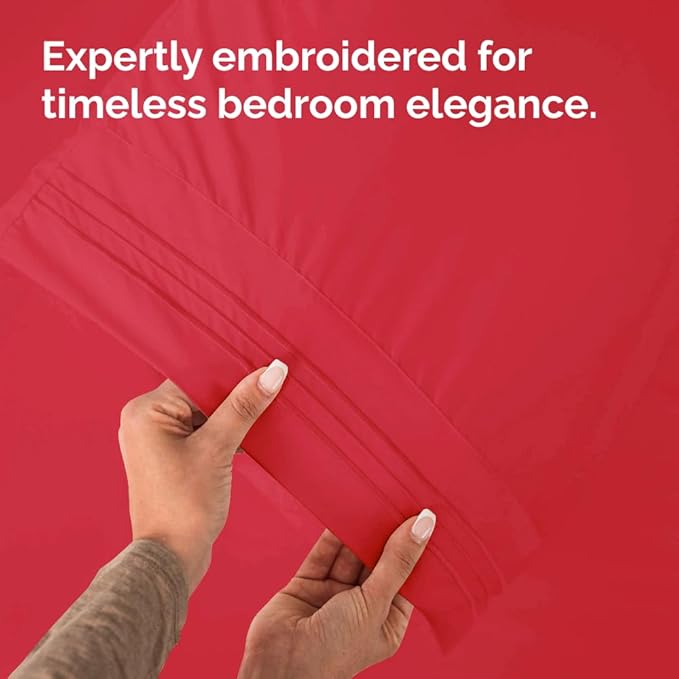 CGK Unlimited King Size Microfiber Pillowcase Set, 4 Pieces, Red