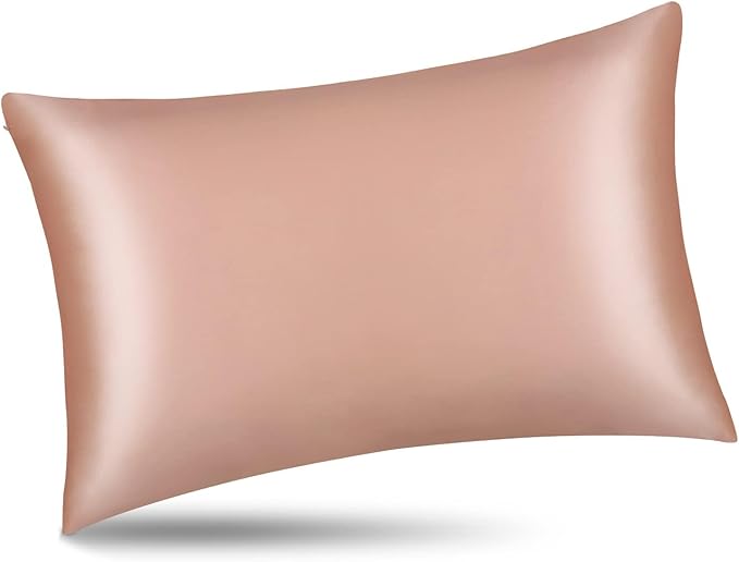 ALASKA BEAR Silk Pillowcase for Curly Hair and Skin Women Real Mulberry Silk Pillow Case Queen Single (1 Pack, Rose Gold)