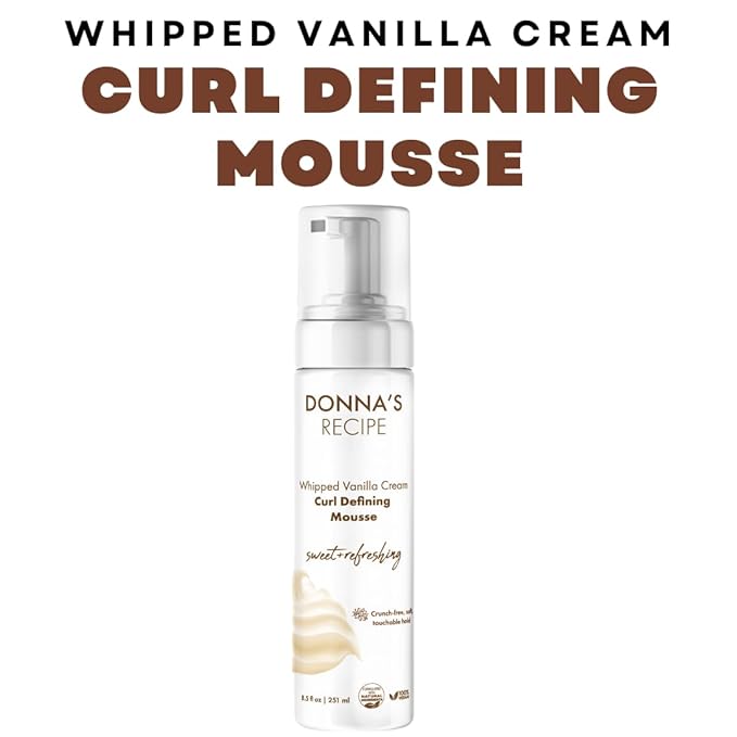 Donna's Recipe by Tabitha Brown | Curl Defining Mousse Whipped Vanilla Cream – Lightweight, Soft Hold, Frizz-Free Gloss – 8.5 fl oz