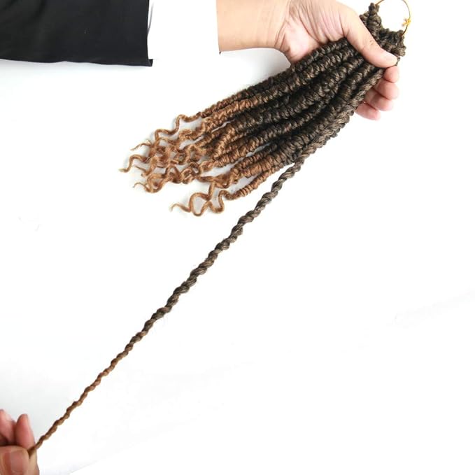 8 pcs/Pack Ombre Crochet Curly Wave Senegalese Twist Hair Extension For Women 12 Roots/Pcs Synthetic Fluffy 12 Inch Spring Twist Crochet Braiding Hair (12 Inch (Pack of 8),1B/27#)