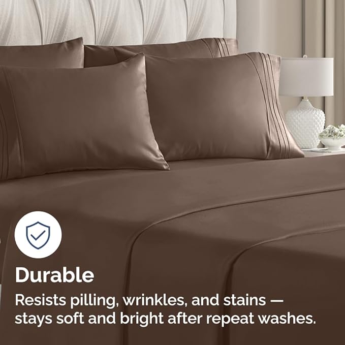 Queen Pillow Cases Set of 6 - Ultra Soft Hotel Quality Pillowcase Covers - Comfy & Wrinkle Free - Shrink, Stain and Fade Resistant - Easy-Care, Machine Washable Pillow Protectors - 6 Pcs Set - Brown