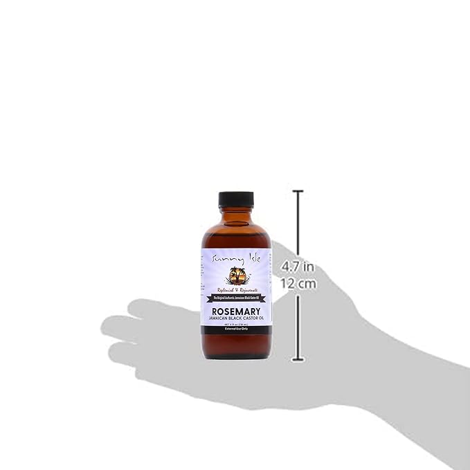 Sunny Isle Rosemary Jamaican Black Castor Oil 4oz | Hair Growth Treatment | For Scalp & Acne-Prone Skin | Hot Oil Application