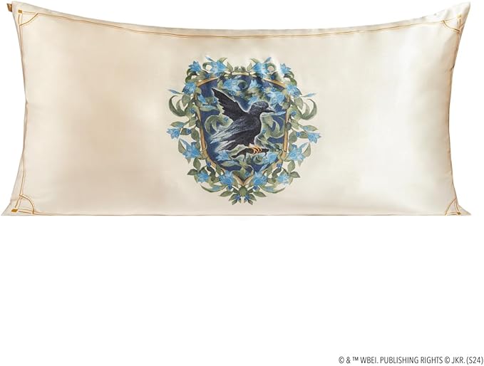 Kitsch x Harry Potter Ravenclaw Satin Pillowcase with Zipper – Double-Sided Crest Design – Better Than Silk Pillowcase – Perfect for Kids Rooms & Toddler Bed Time Pillow Case – King Size 19x36