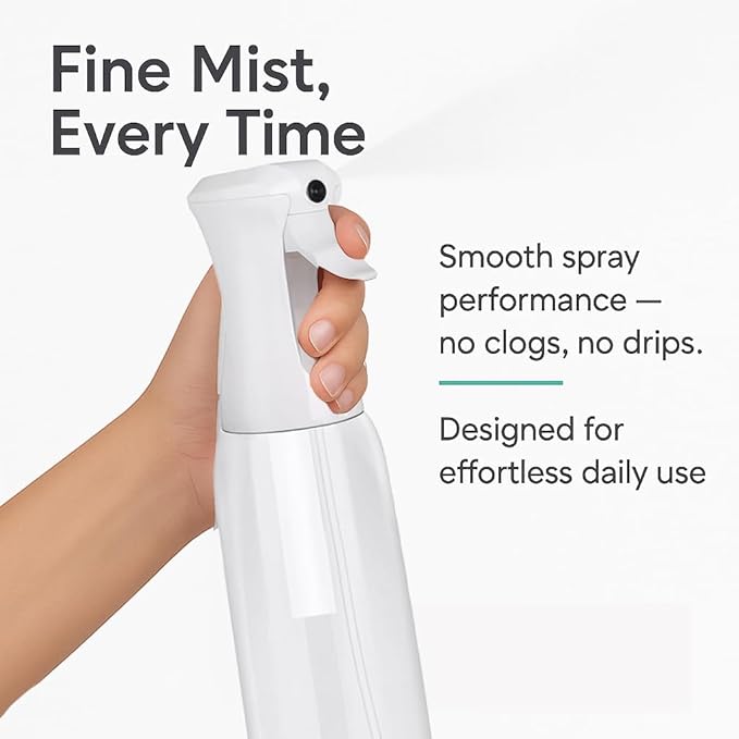 VIGOR PATH Continuous Spray Bottle for Hair – Fine Mist Mister for Hairstyling, Cleaning, Plants, Pets, Barbers, Salons, and Essential Oil Applications (500ml/17 oz)