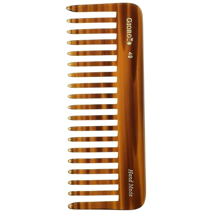 Giorgio G49 & G30 Large 5.75 Inch Detangling Comb, Wide Teeth for Thick Curly Wavy Hair. Long Hair Detangler Comb For Wet and Dry. Handmade, Saw-Cut, Hand Polished, 2 Pack Ivory/Tortoiseshell