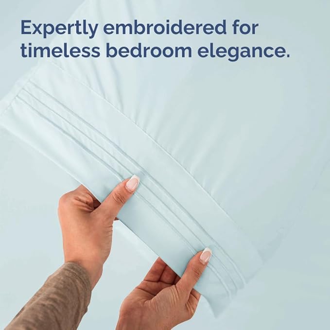 Standard Pillow Cases Set of 10 - Ultra Soft Hotel Quality Pillowcase Covers - Comfy, Cozy & Wrinkle Free - Shrink, Stain & Fade Resistant - Machine Washable Pillow Protectors - 10 Pcs Set - Ice Blue