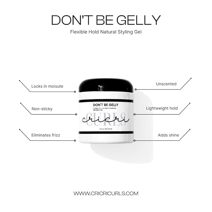 Don't Be Gelly- Lightweight Styling Gel for Curly Hair, Fragrance Free, Paraben Free, Sulfate Free, 8 oz