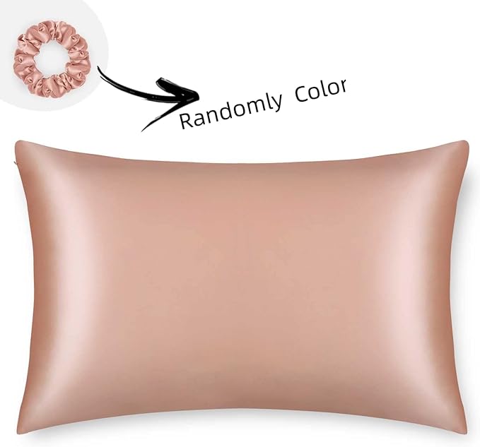 ALASKA BEAR Silk Pillowcase for Curly Hair and Skin Women Real Mulberry Silk Pillow Case Queen Single (1 Pack, Rose Gold)