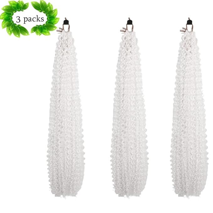 Curly Crochet Hair Extensions White Passion Twist Braids 24Inch Long Curly Braiding Hair 3Packs Spring Crochet Braids Hair Extensions Goddess Box Braids for Black Women(24",60#)