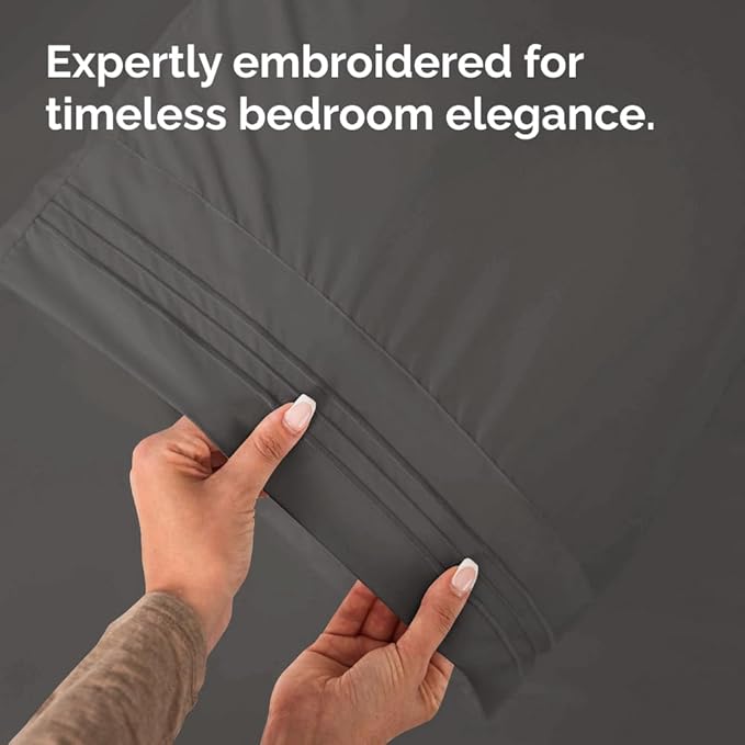 King Pillow Cases Set of 4 - Ultra Soft Hotel Quality Pillowcase Covers - Comfy, Cozy & Wrinkle Free - Shrinkage, Stain and Fade Resistant - Machine Washable Pillow Protectors - 4 Piece Set - Charcoal