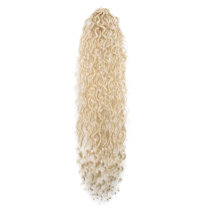 8Packs Goddess Locs Crochet Hair 22Inch Crochet Locs,Boho Faux Locs With Curly Ends River Hippie Locs Bohemian Locs Blonde Crochet Hair for Black Women(613#, 22inch(Pack of 8))