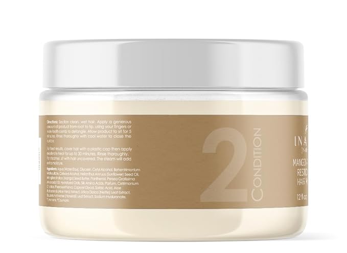 Inahsi Mango Avocado Restorative Hair Masque | Deep Conditioner for Men, Women & Kids with Curly Hair | Hair Products for Natural Curls - 12 oz | Made in the USA