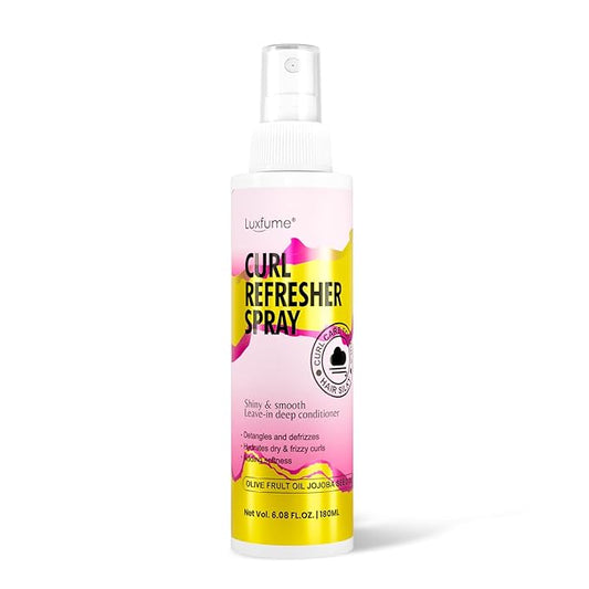 Curl Refresher Spray with Olive Fruit Oil and Jojoba Seed Oil for Hydration | Frizz Control for Soft, Shiny Curls, 180ml