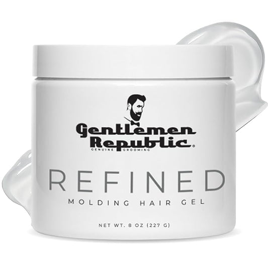 Gentlemen Republic 8oz Refined Hair Gel - Professional Formula for 24 Hour Shine and Hold, Humidity Resistant, 100% Alcohol-Free and Never Flakes, Made in the USA