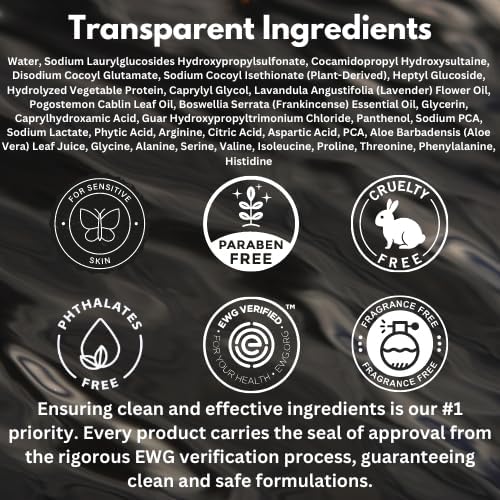 HygieneLab Shampoo - EWG Verified Non-Toxic Formula, Fragrance-Free & Paraben-Free, Gentle Cleanse for All Hair Types, Premium Quality(16.9 fl oz)