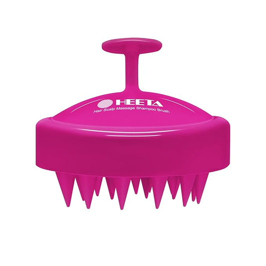 HEETA Scalp Massager Hair Growth, Soft Silicone Scalp Scrubber Shampoo Brush for Exfoliation, Dandruff Removal Head Massage Stress Relax, Wet & Dry Use for Thick Thin Curly Hair Care, Hot Pink
