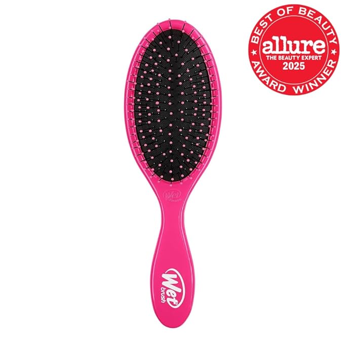 Wet Brush Detangling Brush, Original Detangler Brush (Pink) - Wet & Dry Tangle-Free Hair Brush for Women & Men - No Tangle Soft & Flexible Bristles for Straight, Curly, & Thick Hair