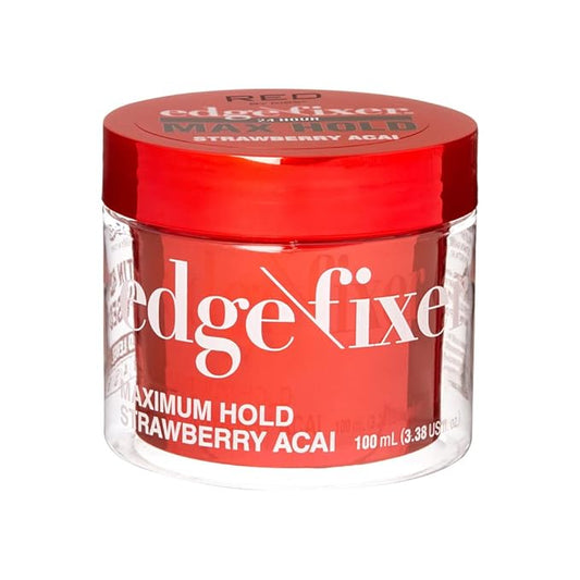 Red by Kiss Edge Fixer Hair Shine Gel, 24 Hour Max Hold, Non-Flaking, Biotin B7 Infused, Natural Styling, Professional Edge Control Wax, Perfect for Braiding (Strawberry Acai)