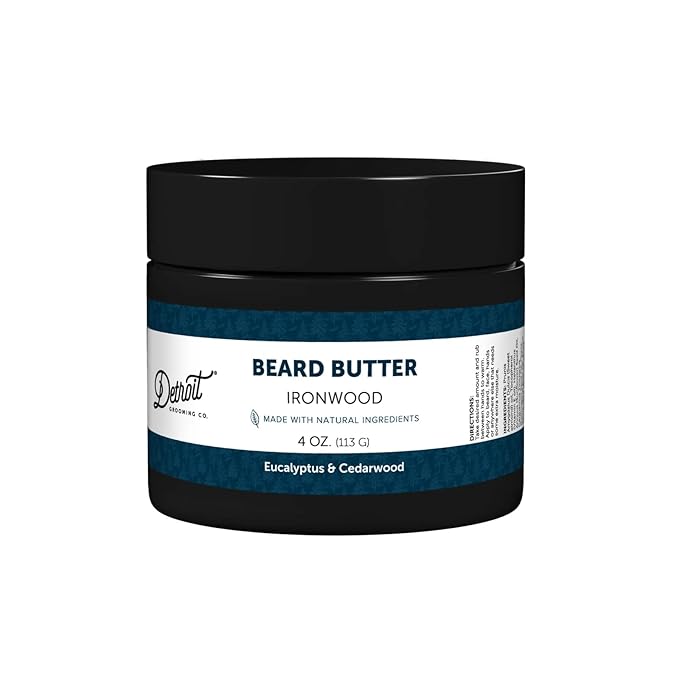 Detroit Grooming Co. Beard Butter for Men | Softens, Thickens & Hydrates with Safflower Oil & Shea Butter | Ironwood Scent, 4oz