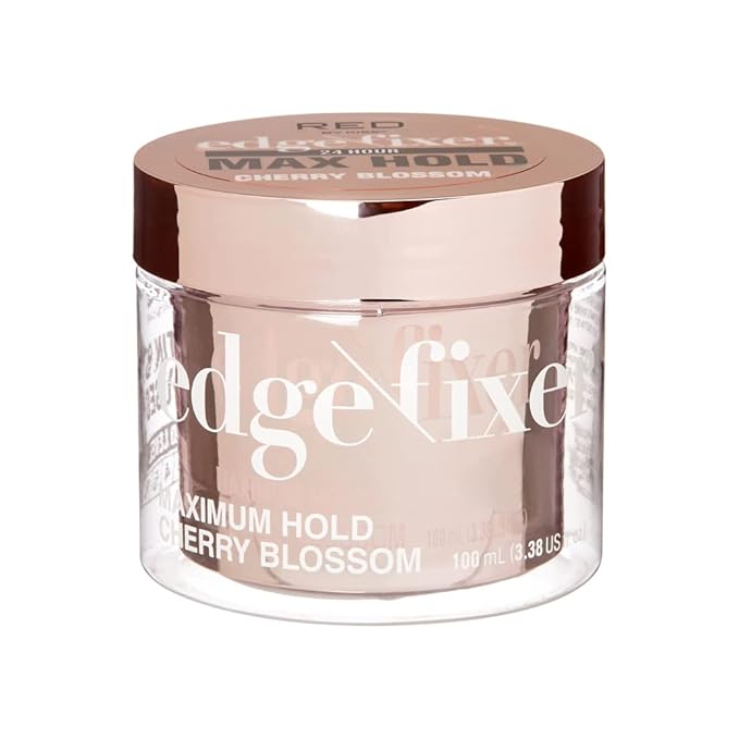 Red by Kiss Edge Fixer Hair Shine Gel, 24 Hour Max Hold, Non-Flaking, Biotin B7 Infused, Natural Styling, Professional Edge Control Wax, Perfect for Braiding (Cherry Blossom)