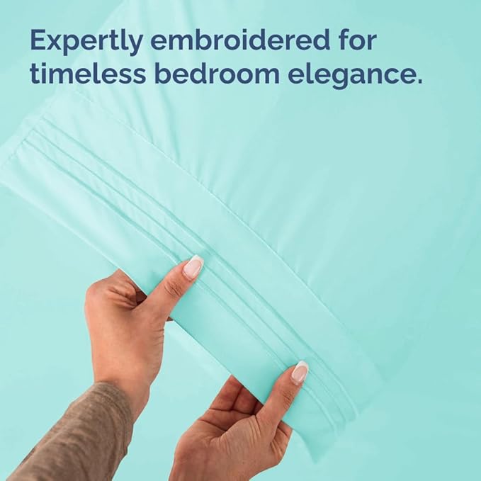 Standard Pillow Cases Set of 10 - Ultra Soft Hotel Quality Pillowcase Covers - Comfy, Cozy & Wrinkle Free - Shrink, Stain & Fade Resistant - Machine Washable Pillow Protectors - 10 Pcs Set - Spa Blue