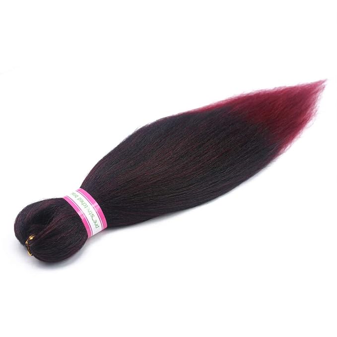 Dorsanee Ombre Burgundy Braiding Hair Pre Stretched 20 Inch 8 Packs Braiding Hair Extensions for Crochet Box Braids Twists Locs Hair Itch Free Soft Yaki Texture Hot Water Setting (20inch,#1B/Bug)