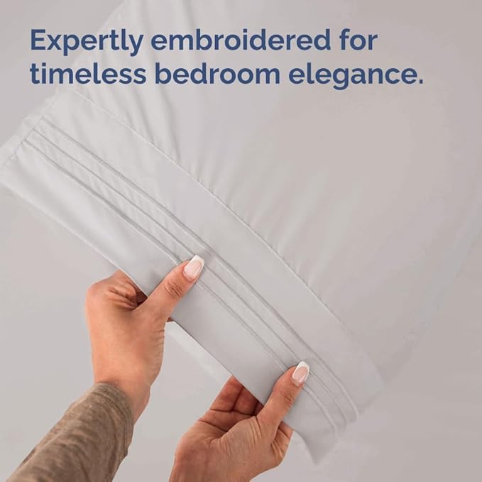 King Pillow Cases Set of 8 - Ultra Soft Hotel Quality Pillowcase Covers - Comfy. Cozy & Wrinkle Free - Shrink, Stain and Fade Resistant - Machine Washable Pillow Protectors - 8 Piece Set - Light Grey