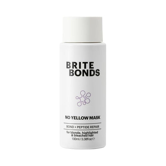 Brite Bonds No Yellow Hair Mask with Peptides - Purple Mask Removes Yellow for Blonde, Silver or Gray Hair - Revitalize All Types of Hair Damage - Vegan Cruelty-Free with Coconut Scent (3.38 Fl Oz)