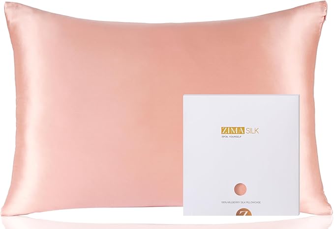 ZIMASILK 100% Pure Mulberry Silk Pillowcase for Hair and Skin Health,Soft and Smooth,Both Sides Premium Grade 6A Silk,600 Thread Count,with Hidden Zipper,1pc (King 20''x36'',Coral)