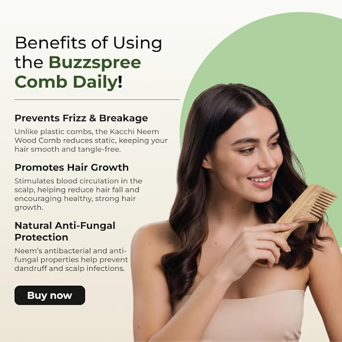 Natural Neem Wood Comb Set of 2 [Wave Lily & Wave Handle] – Wide & Fine Tooth Handmade Wooden Hair Combs for Men & Women | Eco-Friendly, Plastic-Free, Scalp Comb for Gentle Hair Care